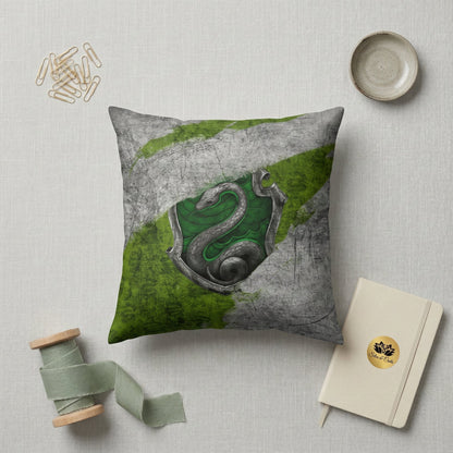 Almofada Personalizada com Nome — Harry Potter Sonserina Verde e Cinza