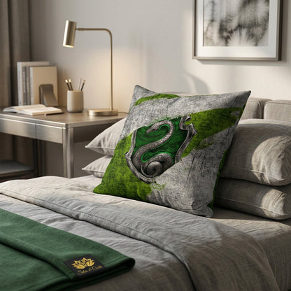 Almofada Personalizada com Nome — Harry Potter Sonserina Verde e Cinza