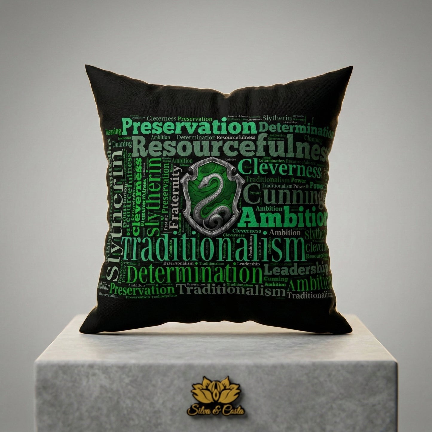 Almofada Personalizada com Nome — Sonserina Harry Potter 40x40 Presente