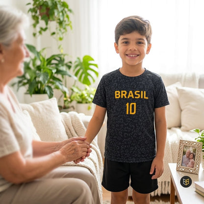Camiseta Infantil Brasil Personalizada com Nome | Copa 2026