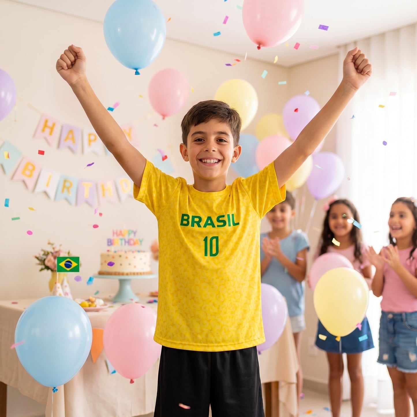 Camiseta Infantil Brasil Personalizada com Nome | Dryfit Copa 2026