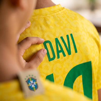 Camiseta Infantil Brasil Personalizada com Nome | Dryfit Copa 2026