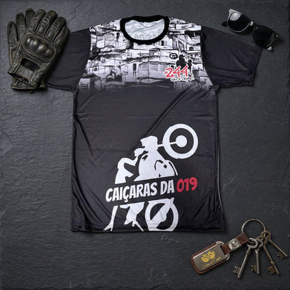 Camiseta Preta Personalizada DTF Motociclista | Motoclube Caiçaras