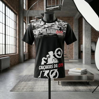 Camiseta Preta Personalizada DTF Motociclista | Motoclube Caiçaras