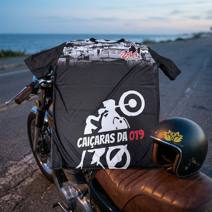 Camiseta Preta Personalizada DTF Motociclista | Motoclube Caiçaras