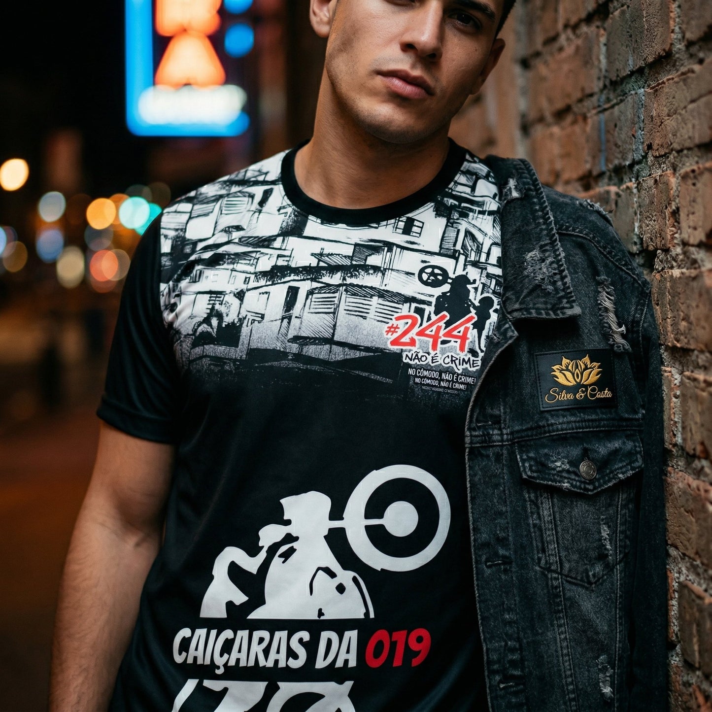 Camiseta Preta Personalizada DTF Motociclista | Motoclube Caiçaras