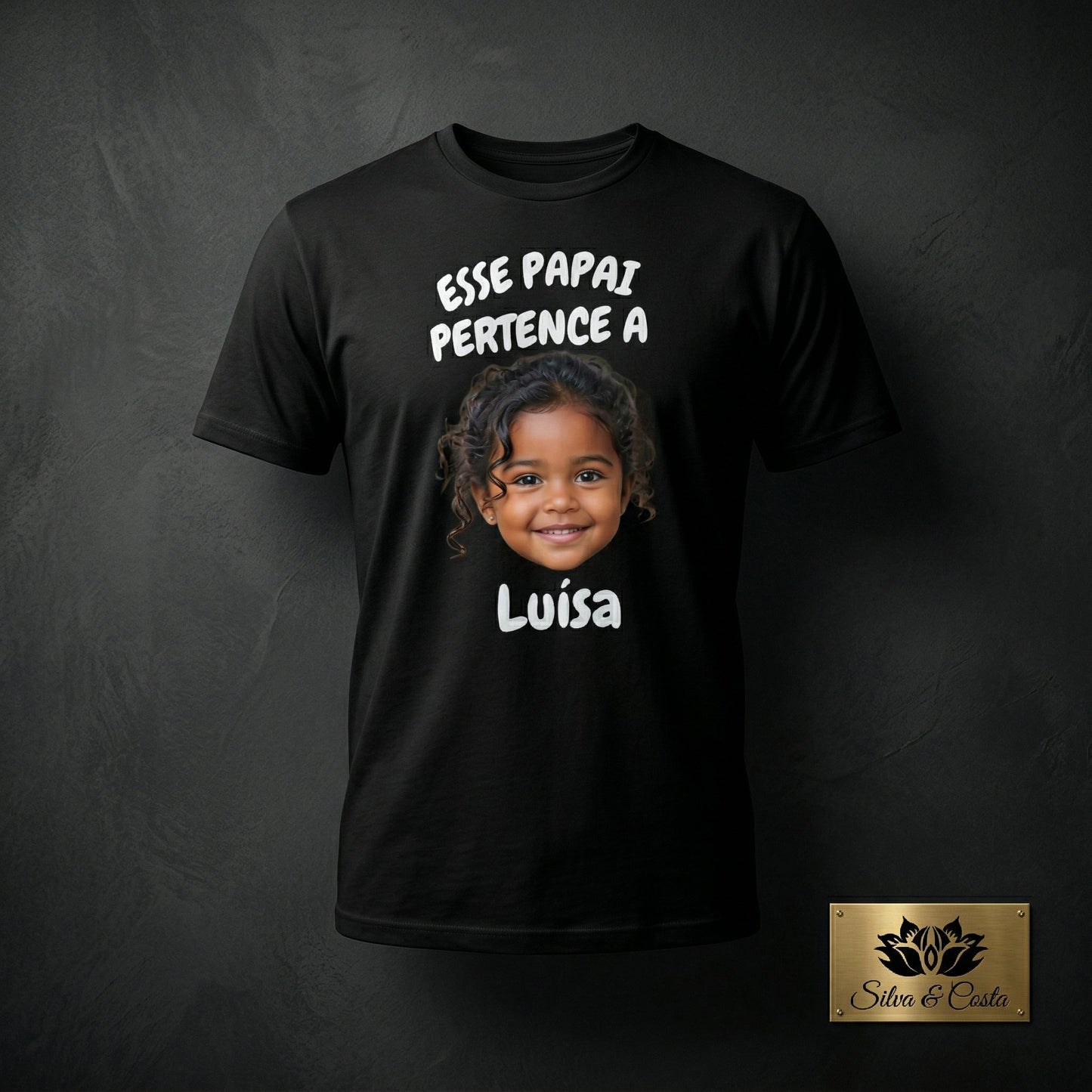 Camiseta Preta Personalizada com Foto | Presente Pais