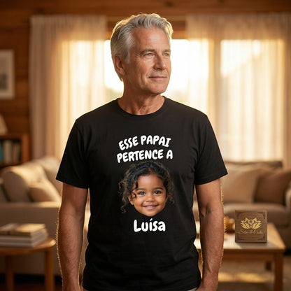 Camiseta Preta Personalizada com Foto | Presente Pais