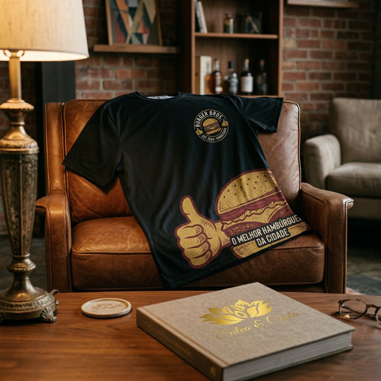 Camiseta Preta Personalizada com Foto | Burger Bros