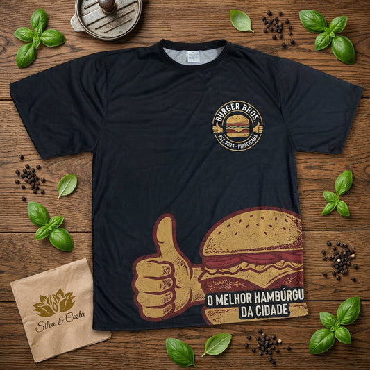 Camiseta Preta Personalizada com Foto | Burger Bros