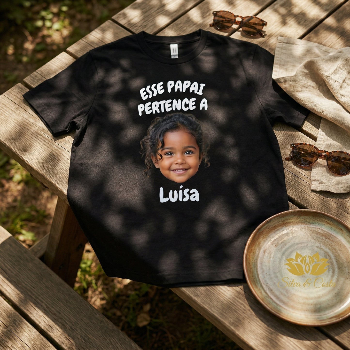 Camiseta Preta Personalizada com Foto | Presente Pais