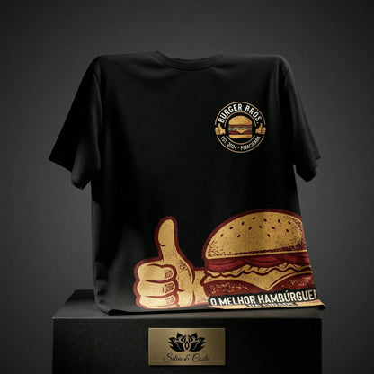 Camiseta Preta Personalizada com Foto | Burger Bros