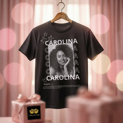 Camiseta Preta Personalizada com Foto | Presente Criativo