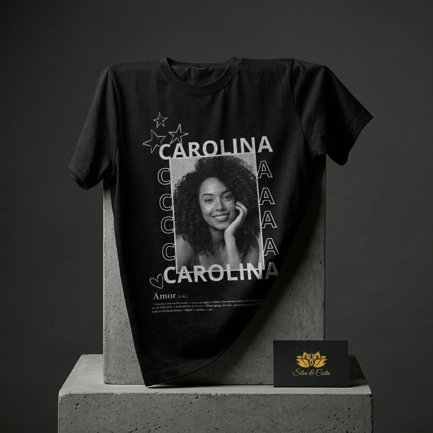 Camiseta Preta Personalizada com Foto | Presente Criativo