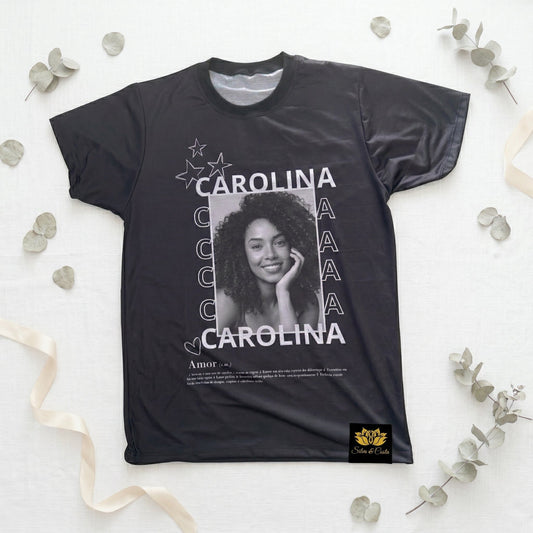 Camiseta Preta Personalizada com Foto | Presente Criativo
