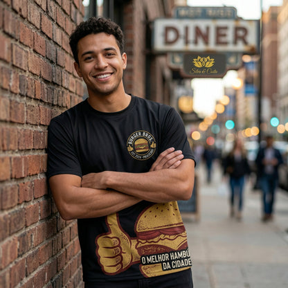 Camiseta Preta Personalizada com Foto | Burger Bros