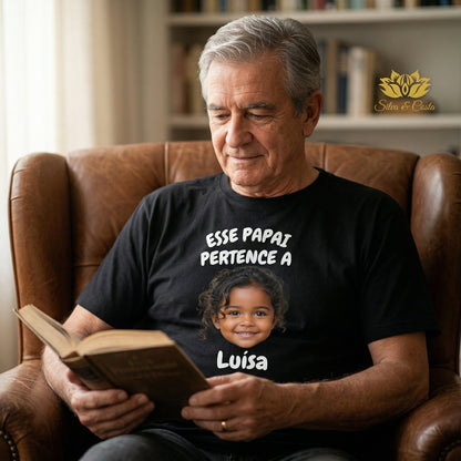 Camiseta Preta Personalizada com Foto | Presente Pais