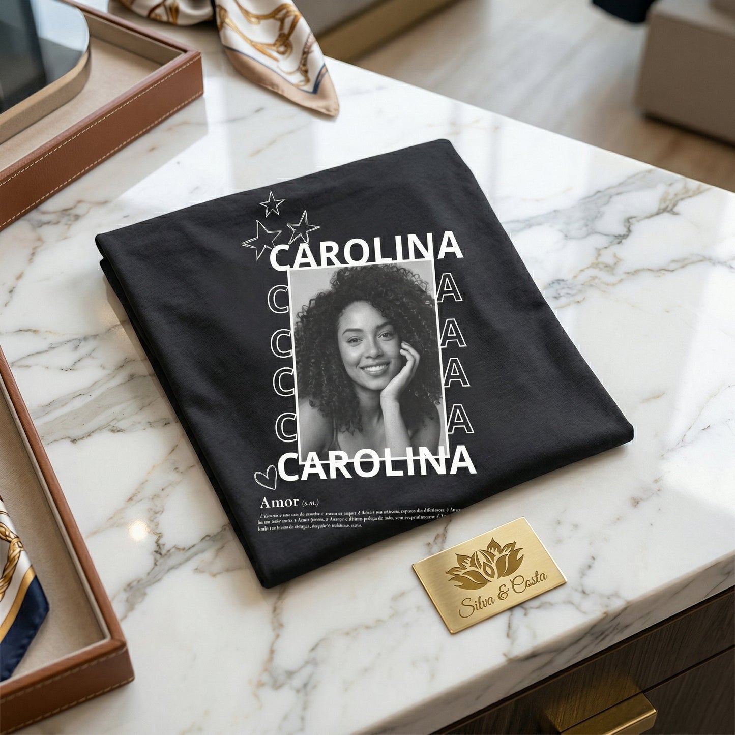 Camiseta Preta Personalizada com Foto | Presente Criativo