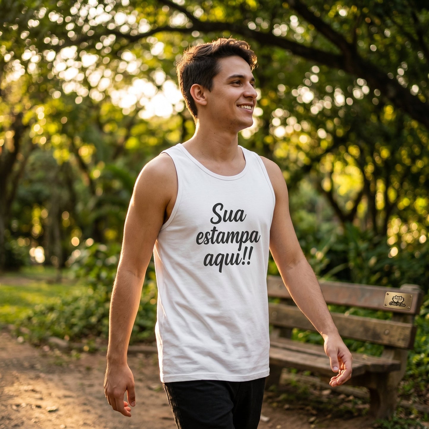 Regata Branca Personalizada c/ Foto | Academia ou Casual