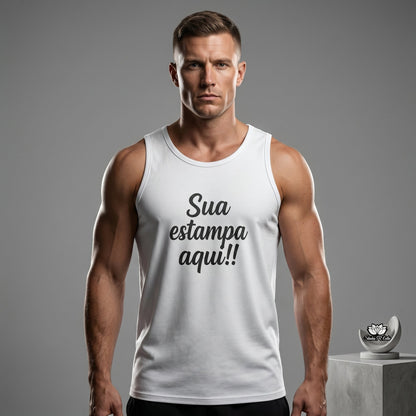 Regata Branca Personalizada c/ Foto | Academia ou Casual