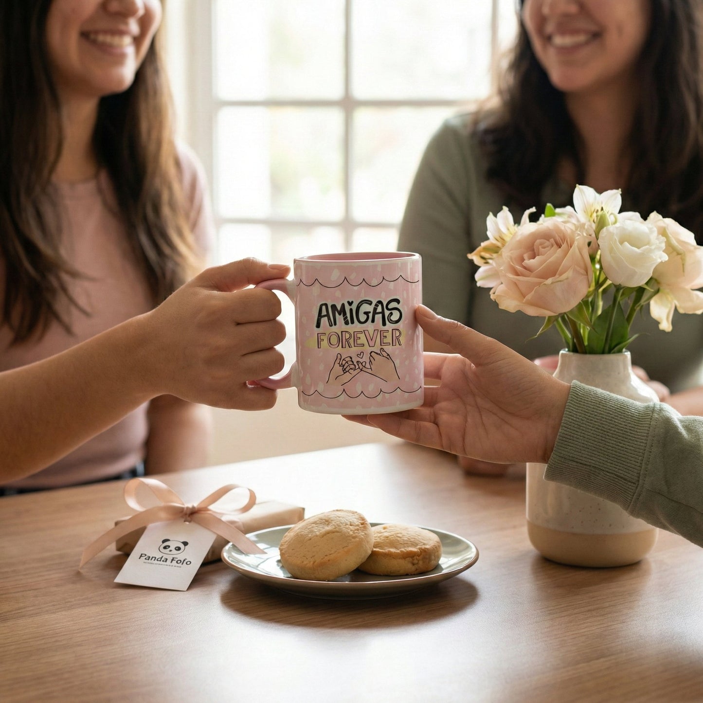 Caneca Personalizada com Frase Amigas Forever Rosa — Presente para Amiga