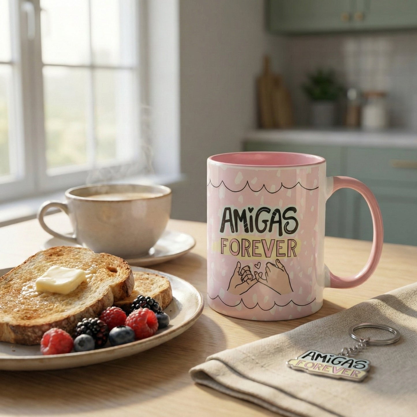 Caneca Personalizada com Frase Amigas Forever Rosa — Presente para Amiga