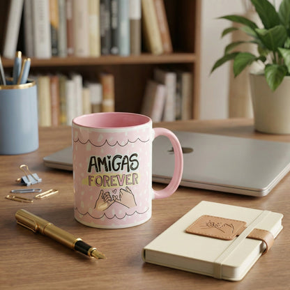 Caneca Personalizada com Frase Amigas Forever Rosa — Presente para Amiga