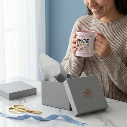 Caneca Personalizada com Frase Amigas Forever Rosa — Presente para Amiga