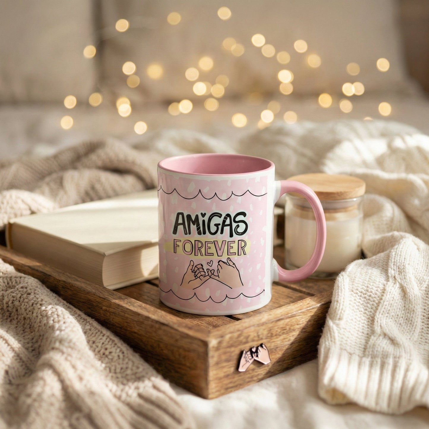 Caneca Personalizada com Frase Amigas Forever Rosa — Presente para Amiga