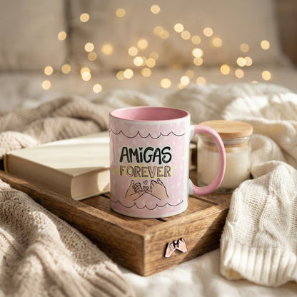 Caneca Personalizada com Frase Amigas Forever Rosa — Presente para Amiga