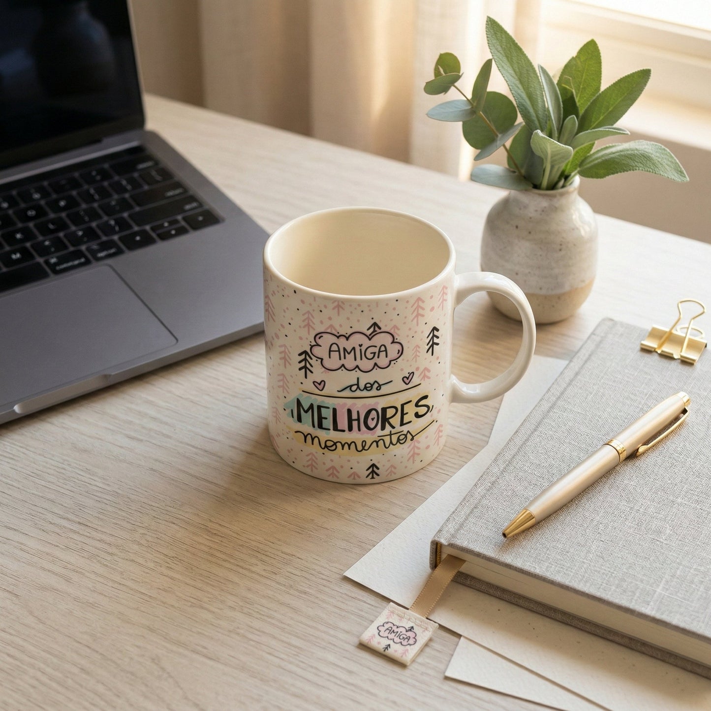 Caneca Personalizada Amigas com Foto e Nome — Presente Melhores Amigas