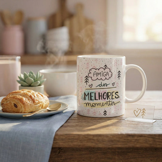 Caneca Personalizada Amigas com Foto e Frase — Presente Melhores Amigas