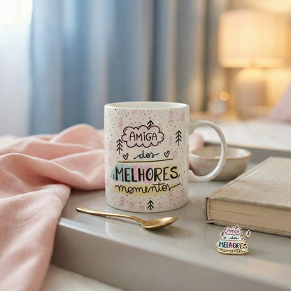 Caneca Personalizada Amigas com Foto e Frase — Presente Melhores Amigas