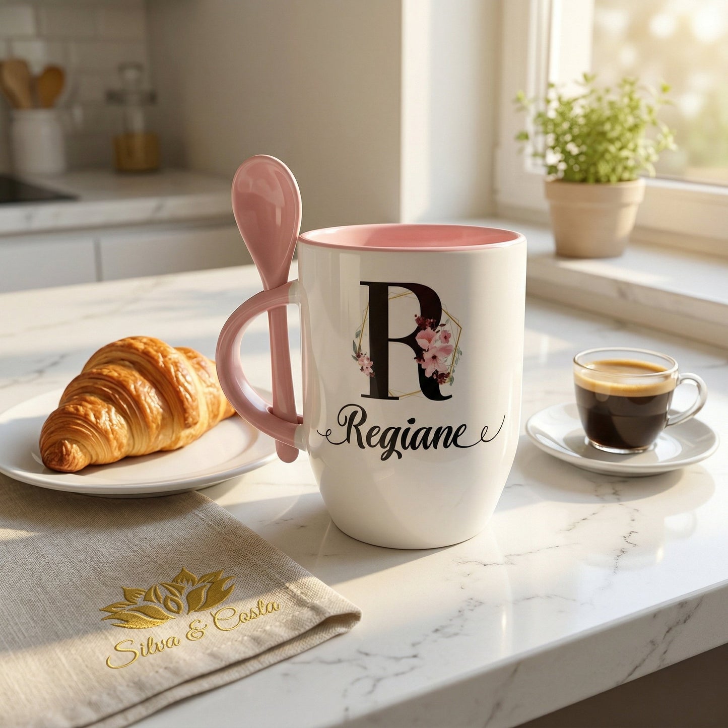 Caneca Cônica com Colher Personalizada | Presente com Nome