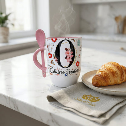 Caneca Cônica com Colher Personalizada | Presente com Nome