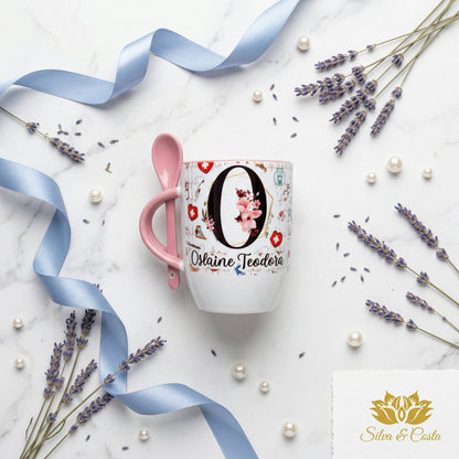 Caneca Cônica com Colher Personalizada | Presente com Nome