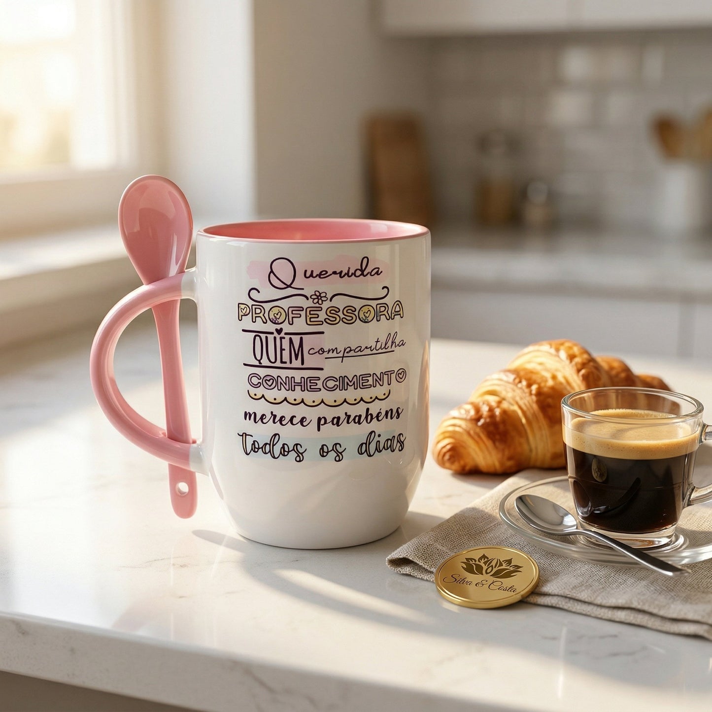 Caneca Cônica com Colher Personalizada | Presente para Professores