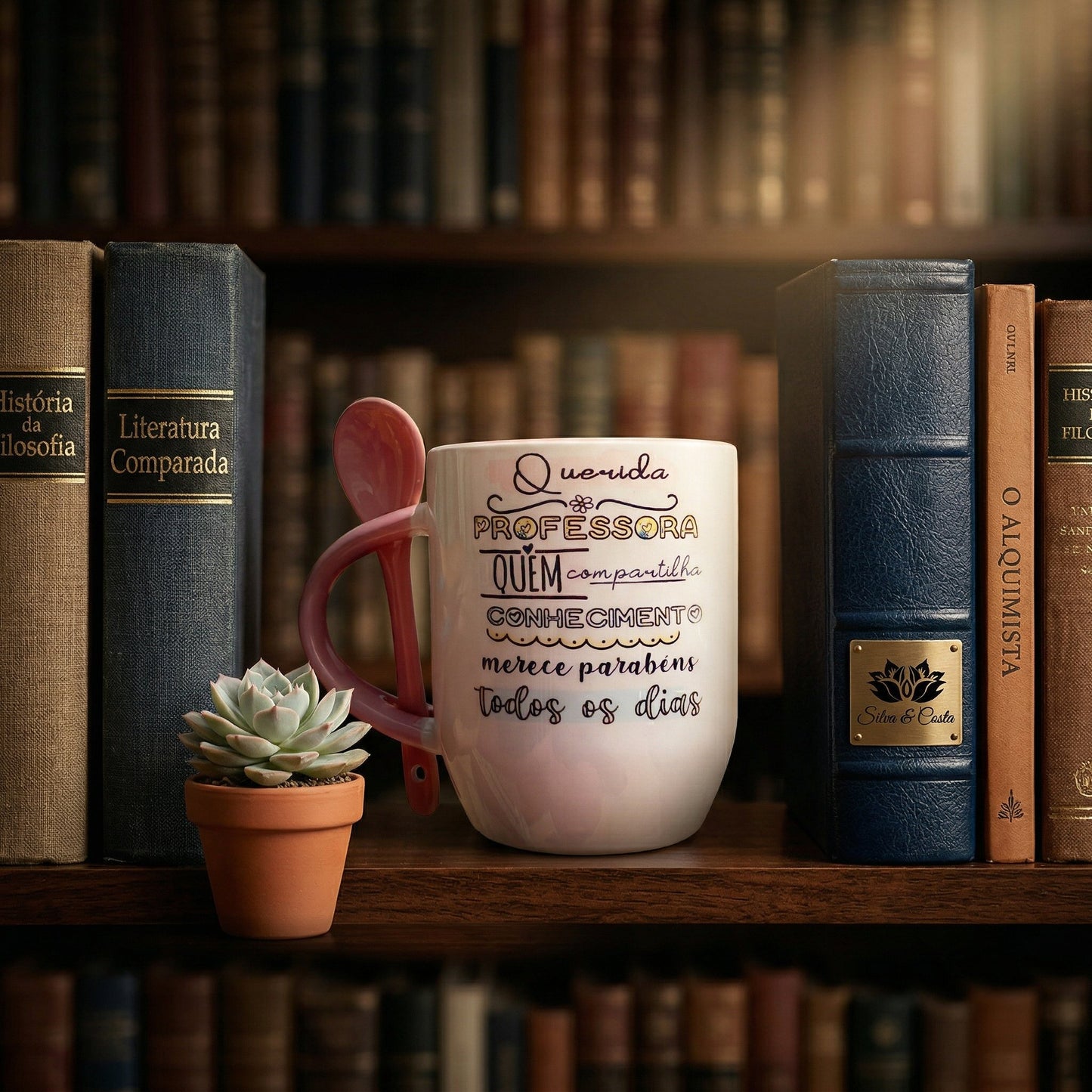 Caneca Cônica com Colher Personalizada | Presente para Professores