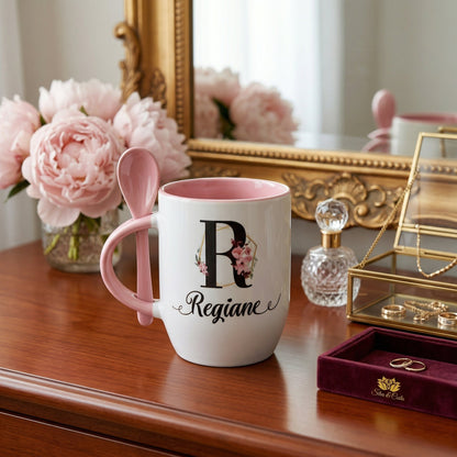 Caneca Cônica com Colher Personalizada | Presente com Nome