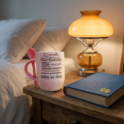 Caneca Cônica com Colher Personalizada | Presente para Professores