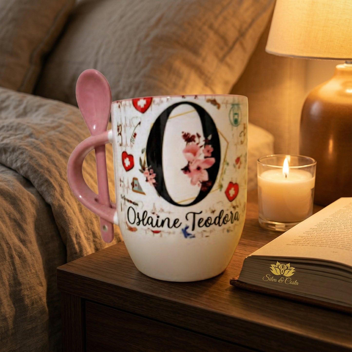 Caneca Cônica com Colher Personalizada | Presente com Nome