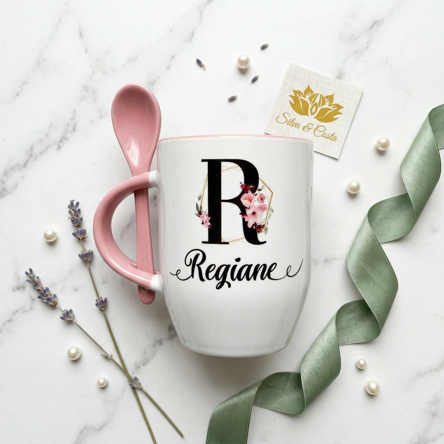 Caneca Cônica com Colher Personalizada | Presente com Nome