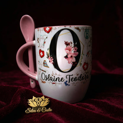 Caneca Cônica com Colher Personalizada | Presente com Nome
