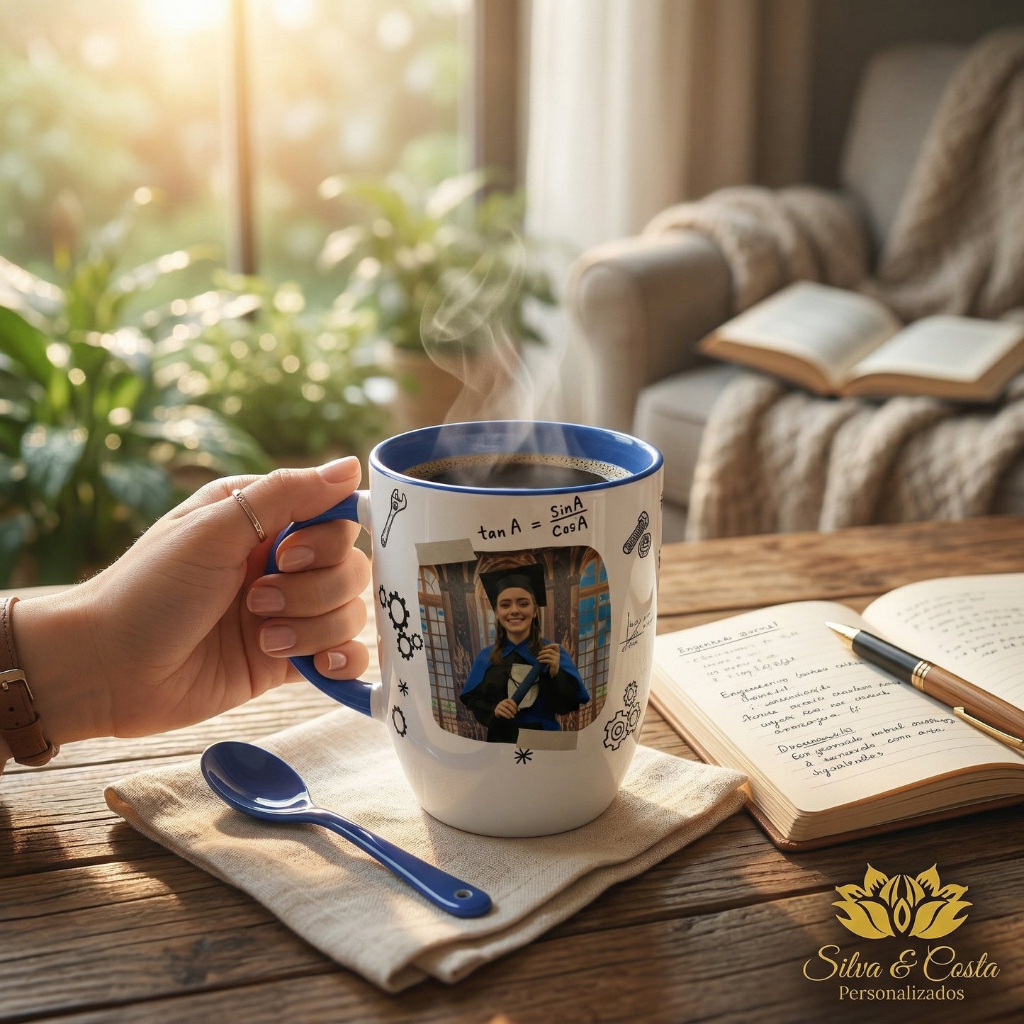 Caneca Cônica com Colher Personalizada | Formatura Engenharia