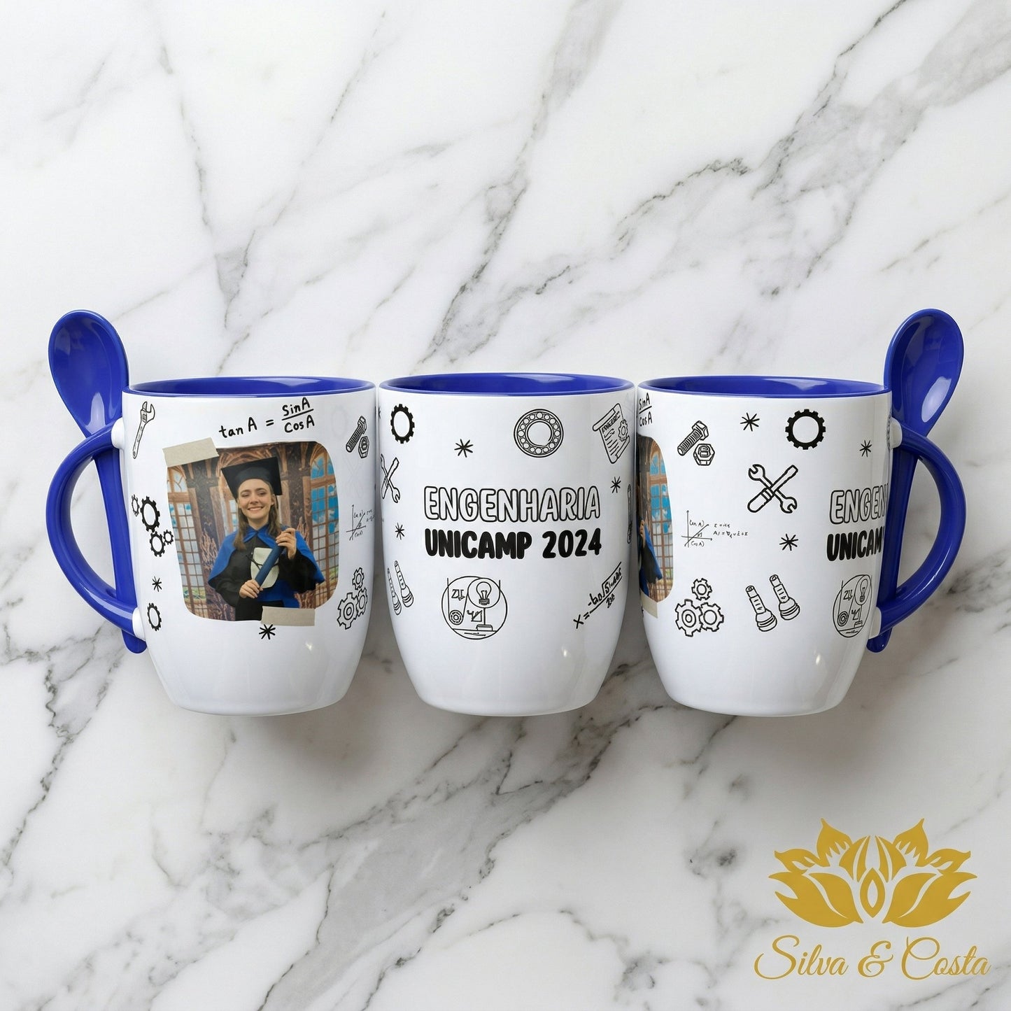 Caneca Cônica com Colher Personalizada | Formatura Engenharia