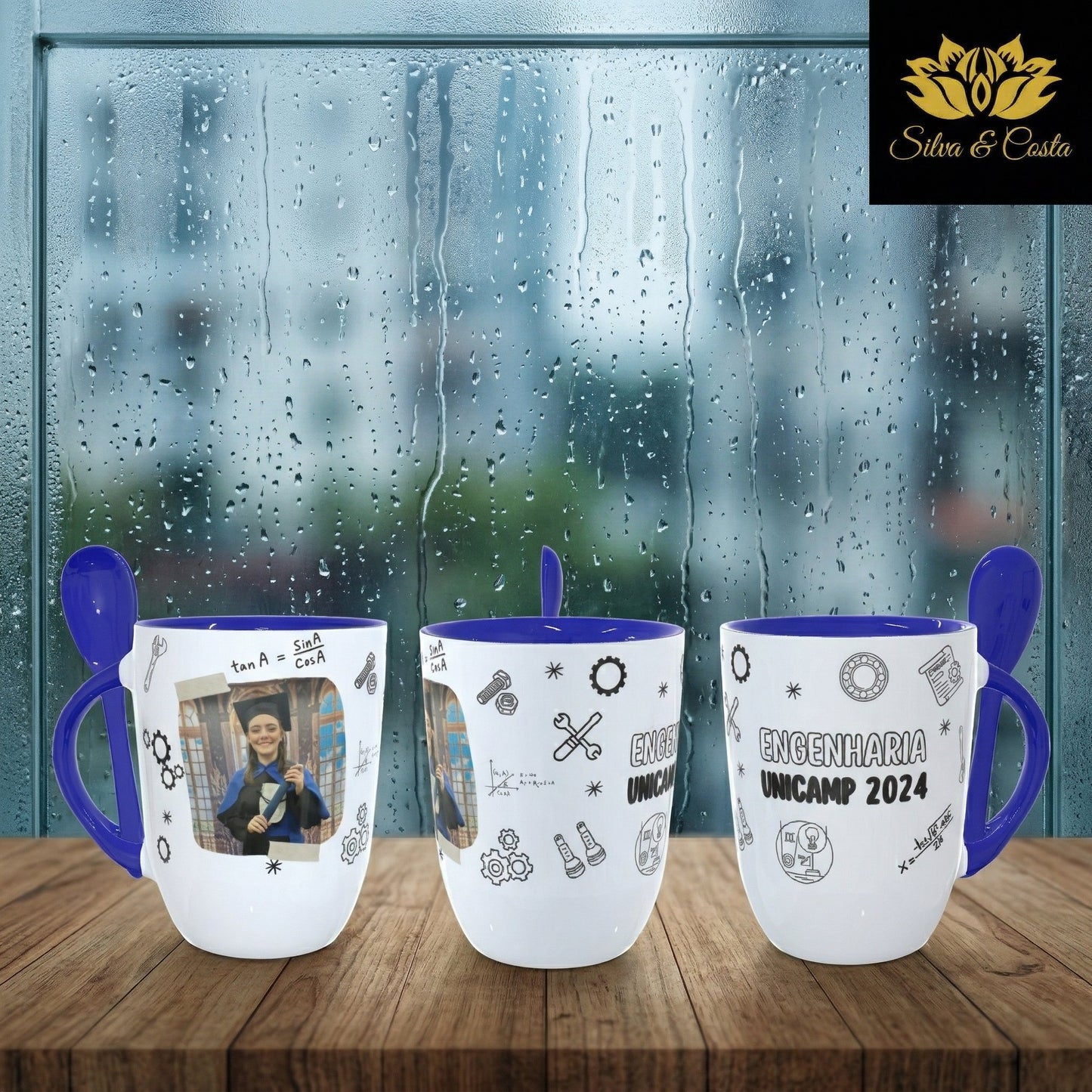 Caneca Cônica com Colher Personalizada | Formatura Engenharia