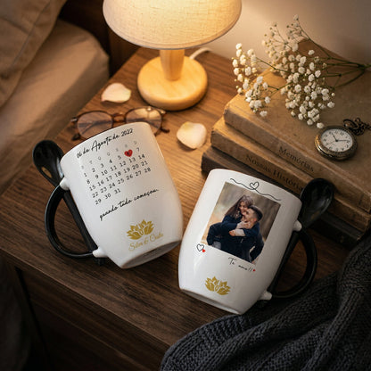 Caneca Cônica com Colher Personalizada com Foto | Presente Criativo