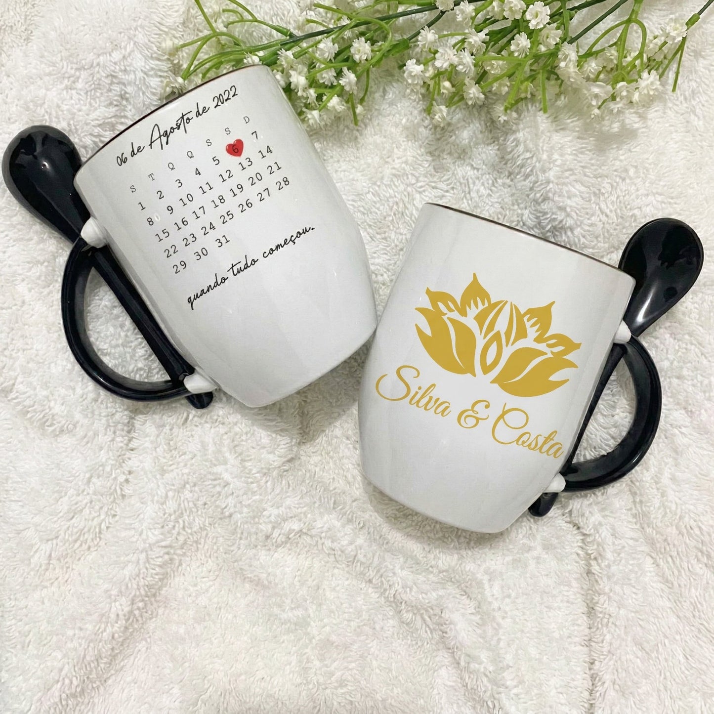 Caneca Cônica com Colher Personalizada com Foto | Presente Criativo
