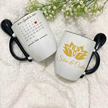 Caneca Cônica com Colher Personalizada com Foto | Presente Criativo