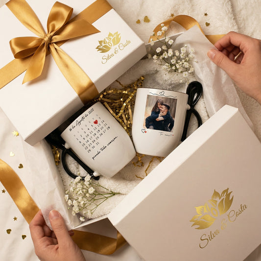 Caneca Cônica com Colher Personalizada com Foto | Presente Criativo